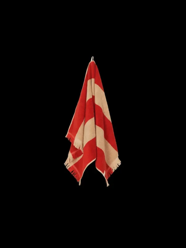 Towels<ferm LIVING Alee Hand Towel - Light Camel/Red Light Camel/Red