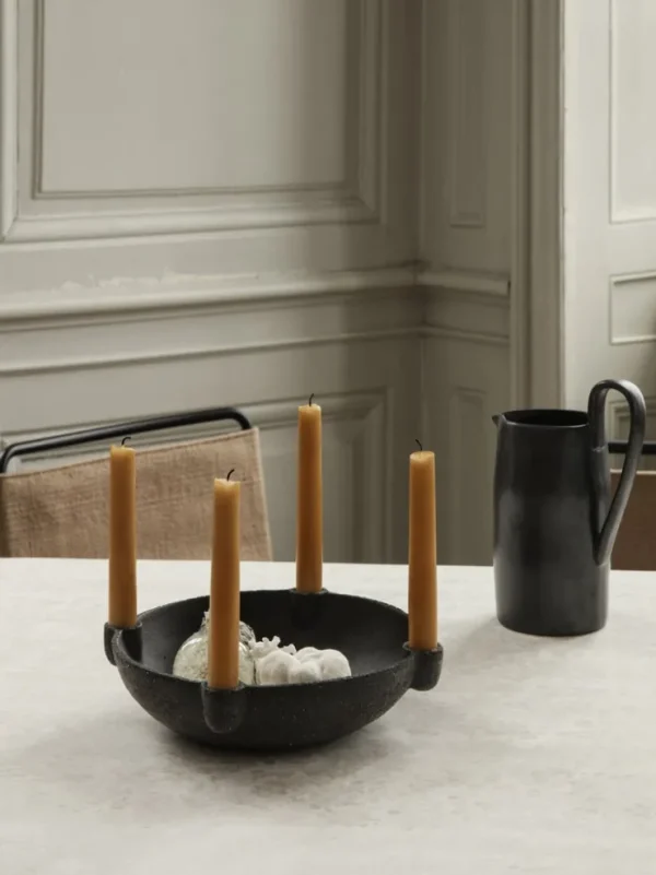 Candleholders<ferm LIVING Bowl Candle Holder - Large - Ceramic - Dark Grey