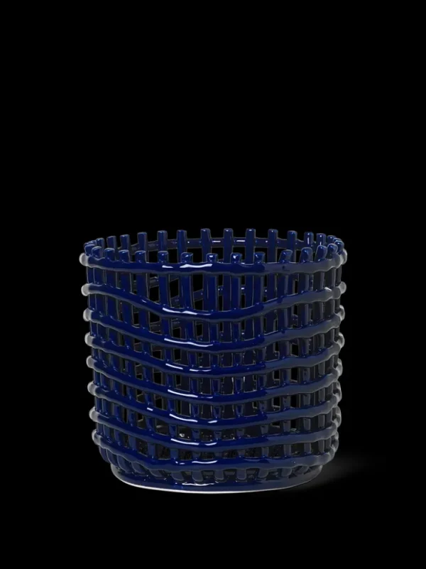 Plant Pots<ferm LIVING Ceramic Basket - Large - Blue