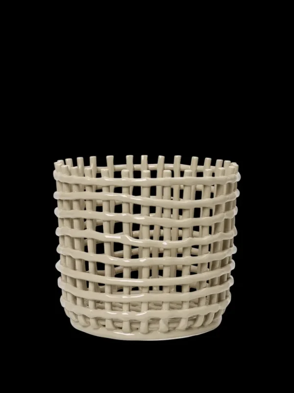 Plant Pots<ferm LIVING Ceramic Basket - Large - Cashmere