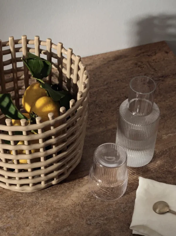 Plant Pots<ferm LIVING Ceramic Basket - Large - Cashmere