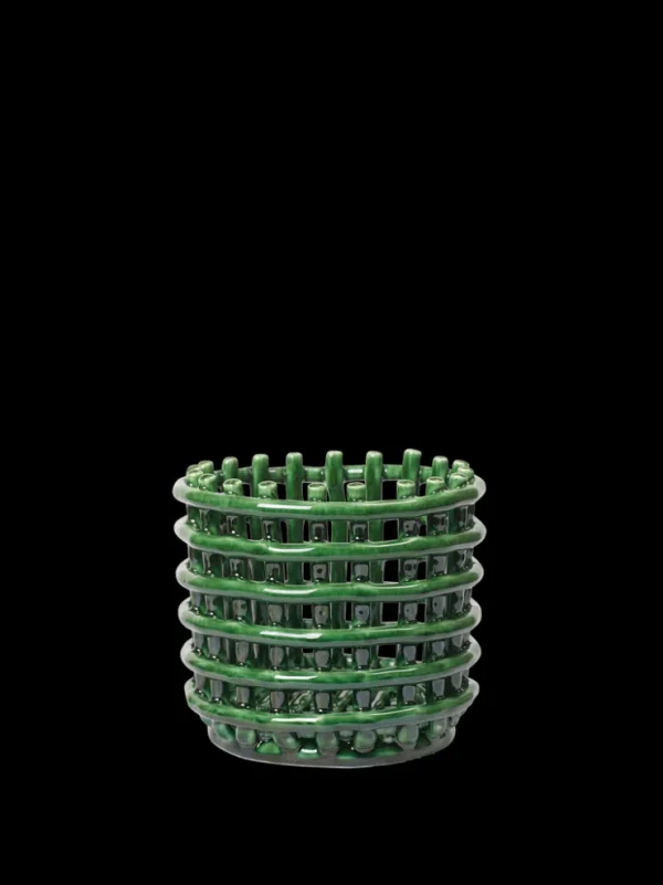 Plant Pots<ferm LIVING Ceramic Basket - Small - Emerald Green