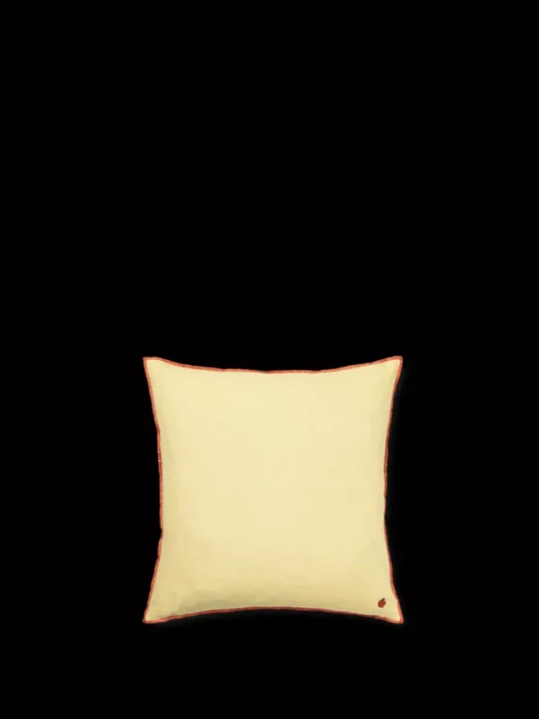 Textiles<ferm LIVING Contrast Linen Cushion - Lemon Light Yellow