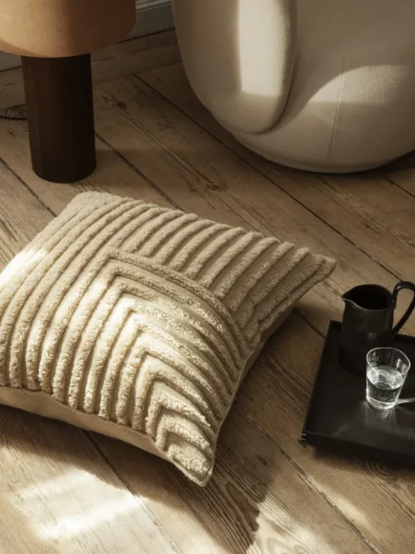 Cushions<ferm LIVING Crease Wool Cushion - Large - Light Sand