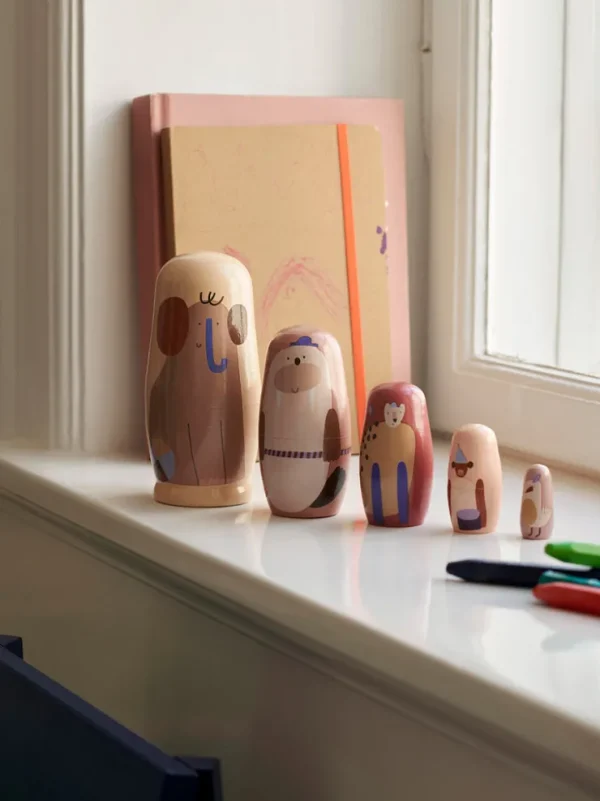 Toys<ferm LIVING Critter Nesting Dolls Multi