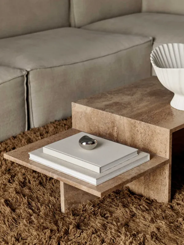 Tables<ferm LIVING Distinct Coffee Table - Travertine Dark Brown