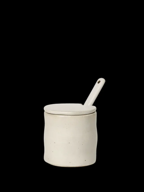 Plates And Bowls<ferm LIVING Flow Jar with spoon - speckle Off-White