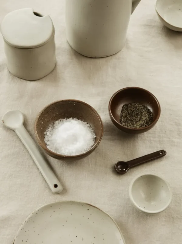 Plates And Bowls<ferm LIVING Flow Jar with spoon - speckle Off-White