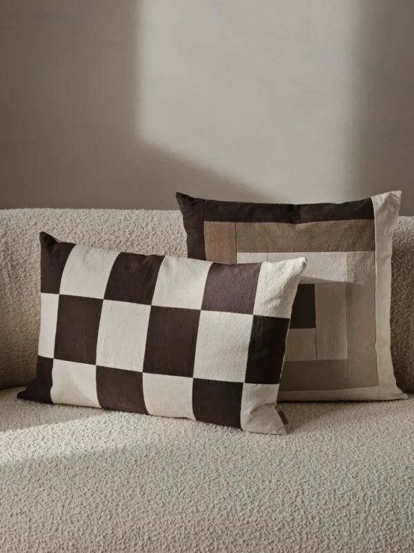 Cushions<ferm LIVING Fold Patchwork Cushion - /Undyed Coffee