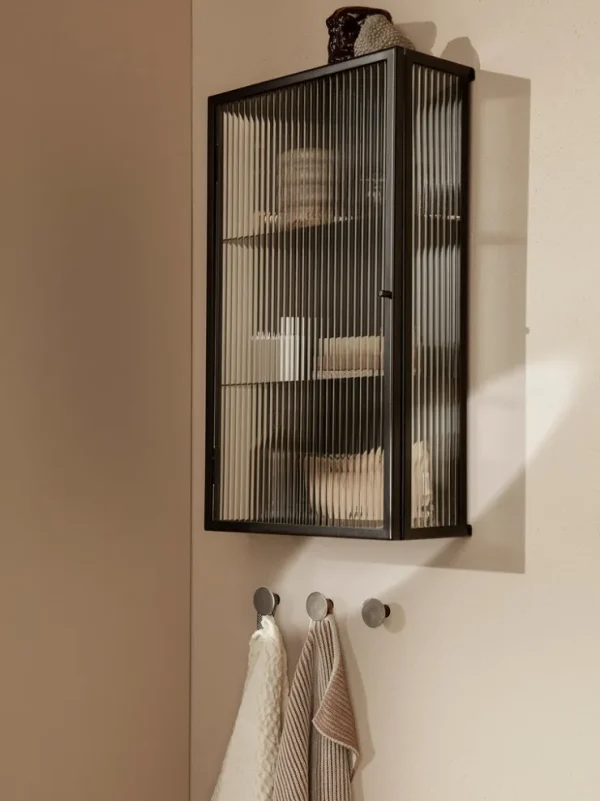 Storage And Shelves<ferm LIVING Haze Wall Cabinet - Reeded Glass - Black