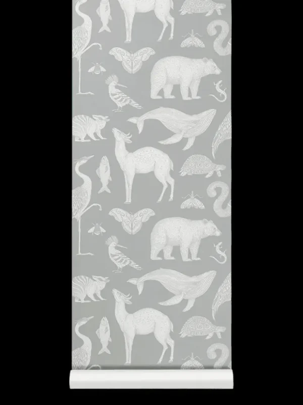 Wallpaper | Wallpaper<ferm LIVING Katie Scott Wallpaper - Animals - Mint Grey