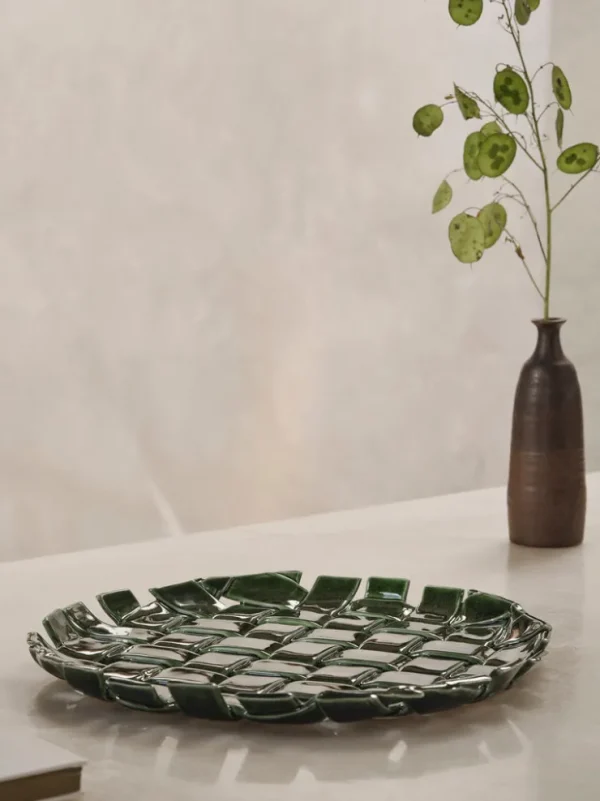 Plates And Bowls<ferm LIVING Plait Platter - Emerald Green