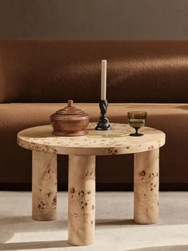 Tables<ferm LIVING Post Coffee Table - Small - Poplar Burl Veneer Natural