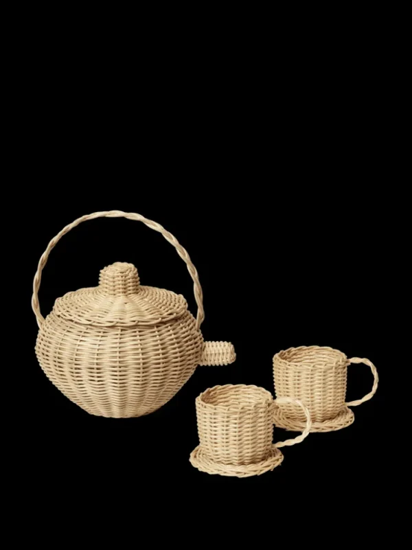 Toys<ferm LIVING Rattan Tea Set - Natural