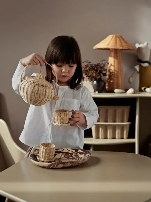 Toys<ferm LIVING Rattan Tea Set - Natural