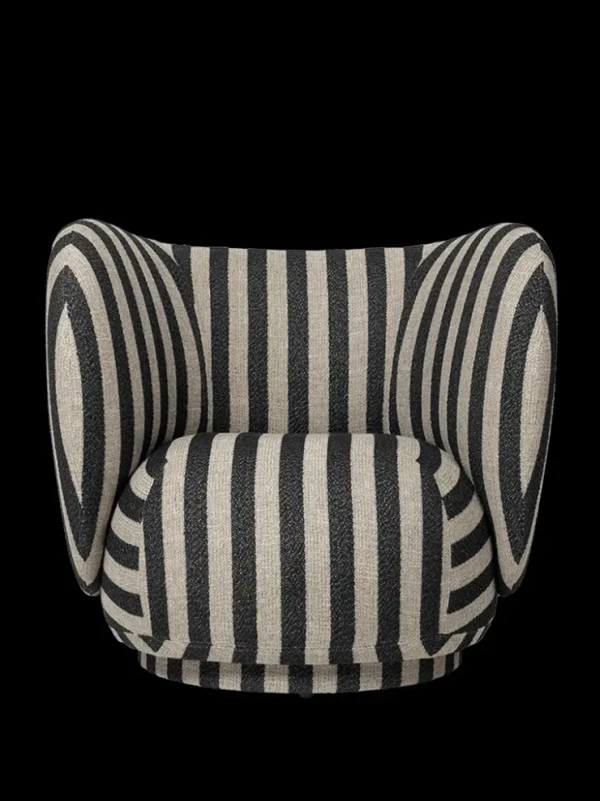 Lounge Chairs And Poufs<ferm LIVING Rico Lounge Chair - Swivel - Louisiana - Sand/Black - US Sand/Black