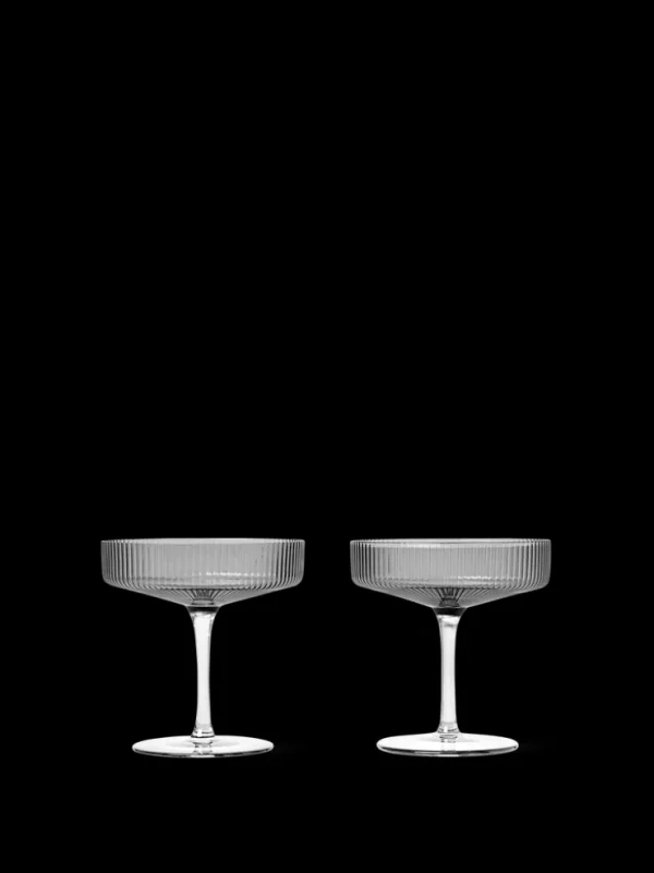 Glasses<ferm LIVING Ripple Champagne Saucers - Set of 2 - Smoked Grey