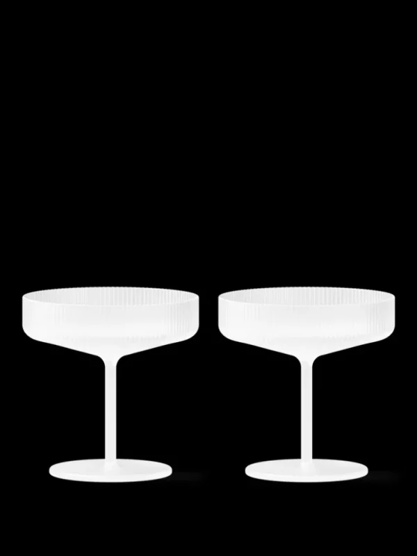 Glasses<ferm LIVING Ripple Champagne Saucers - Set of 2 - Frosted White