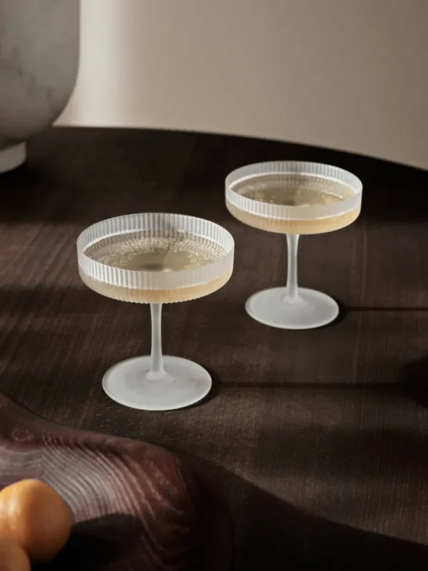 Glasses<ferm LIVING Ripple Champagne Saucers - Set of 2 - Frosted White