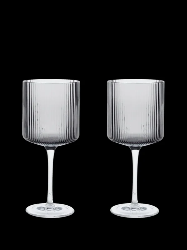 Glasses<ferm LIVING Ripple Red Wine Glasses - Set of 2 - Smoked Grey