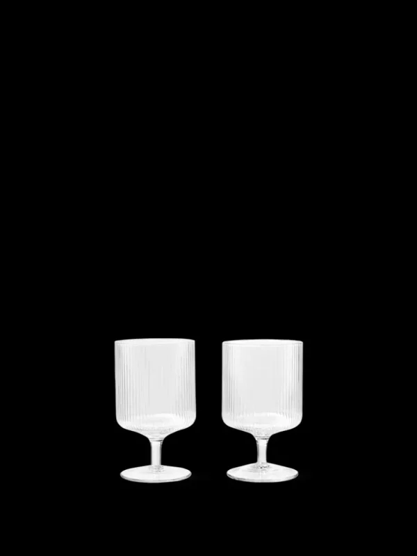 Glasses<ferm LIVING Ripple Wine Glasses - Set of 2 - Clear