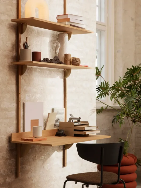 Tables<ferm LIVING Sector Desk - /Brass Natural Oak