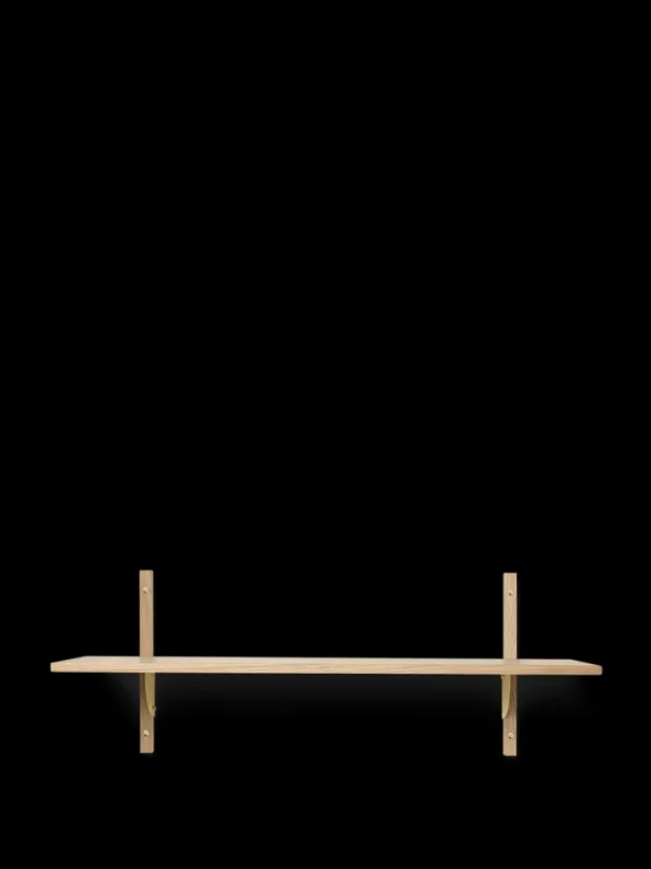 Storage And Shelves<ferm LIVING Sector Shelf - Single - Wide - /Brass Natural Oak