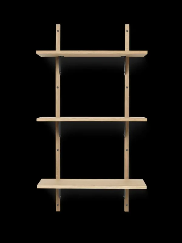 Storage And Shelves<ferm LIVING Sector Shelf - Triple - Narrow - /Black Brass Natural Oak