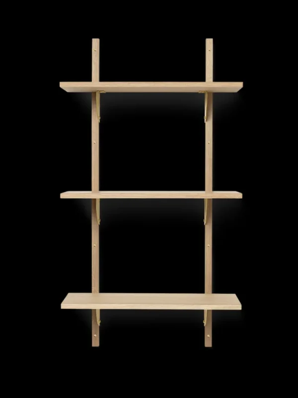 Storage And Shelves<ferm LIVING Sector Shelf - Triple - Narrow - /Brass Natural Oak