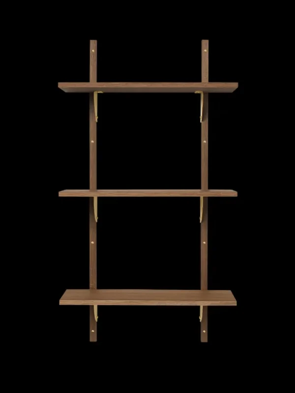 Storage And Shelves<ferm LIVING Sector Shelf - Triple - Narrow - /Brass Smoked Oak