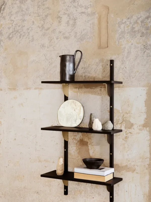 Storage And Shelves<ferm LIVING Sector Shelf - Triple - Narrow - Ash/Brass Black