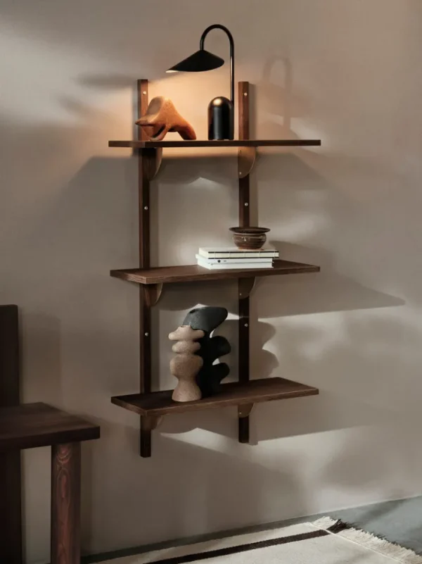 Storage And Shelves<ferm LIVING Sector Shelf - Triple - Narrow - /Brass Smoked Oak