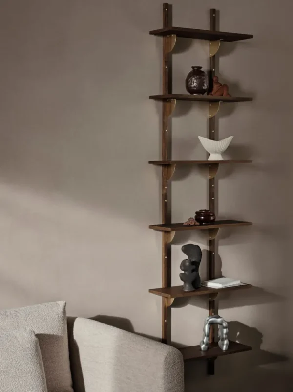 Storage And Shelves<ferm LIVING Sector Shelf - Triple - Narrow - /Brass Smoked Oak