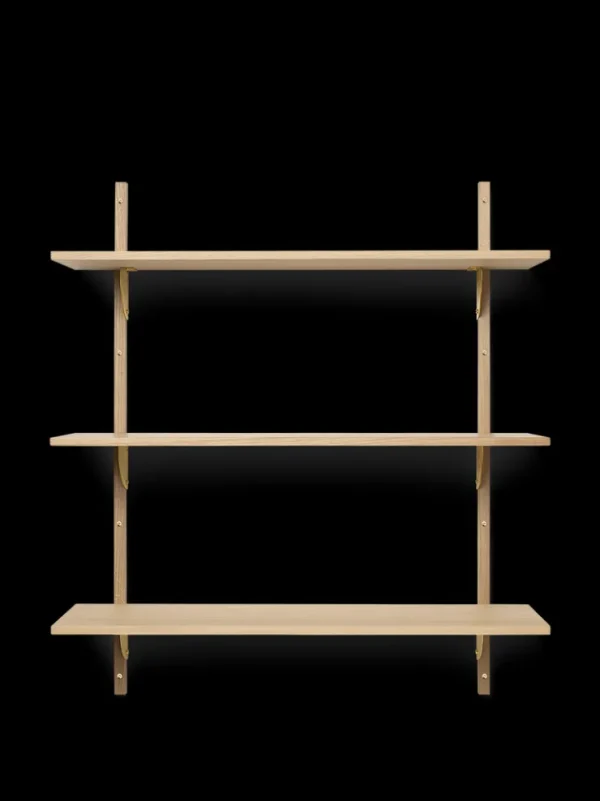 Storage And Shelves<ferm LIVING Sector Shelf - Triple - Wide - /Brass Natural Oak