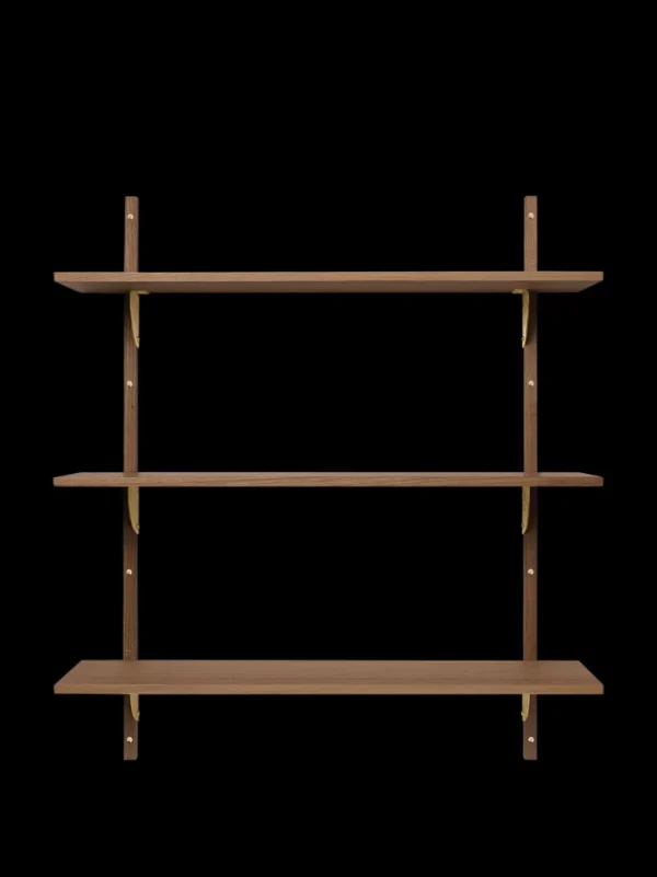 Storage And Shelves<ferm LIVING Sector Shelf - Triple - Wide - /Brass Smoked Oak