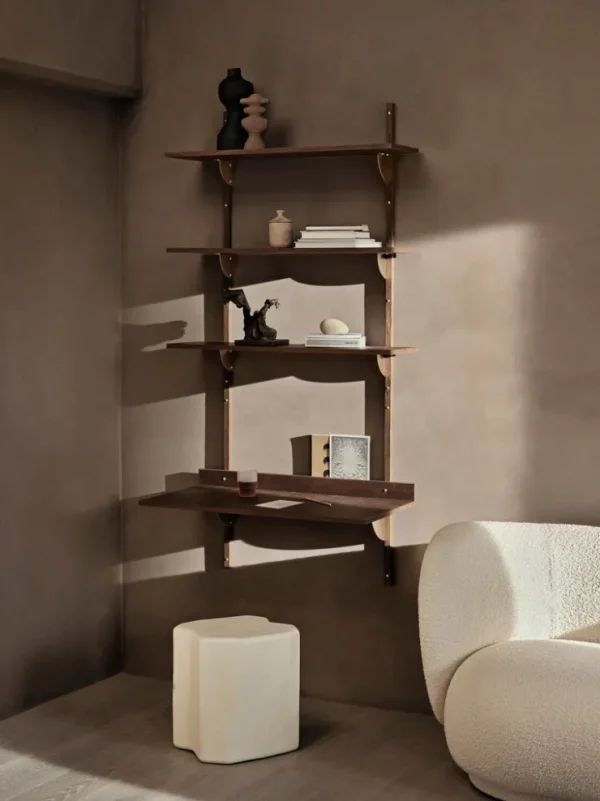 Storage And Shelves<ferm LIVING Sector Shelf - Triple - Wide - /Brass Smoked Oak