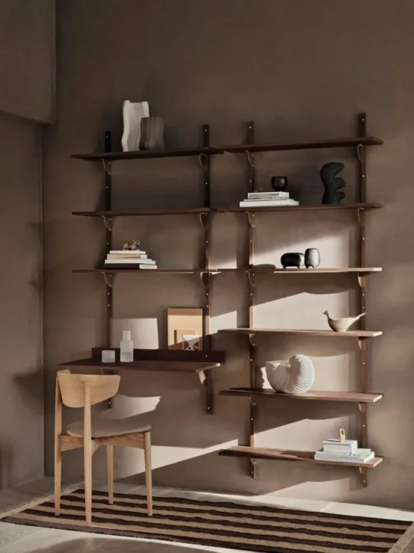 Storage And Shelves<ferm LIVING Sector Shelf - Triple - Wide - /Brass Smoked Oak