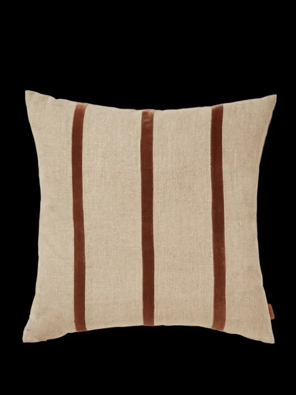 Cushions<ferm LIVING Senti Stripe Cushion - Linen/ Carob Brown